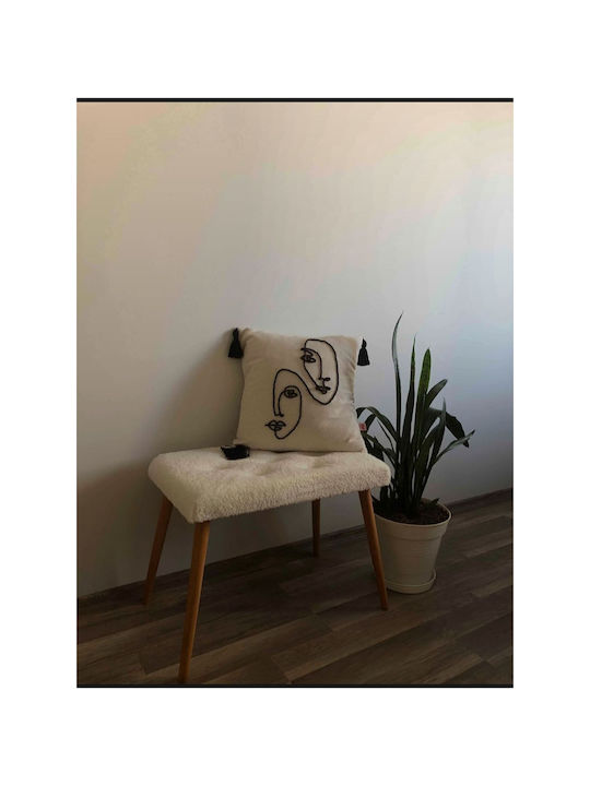 Living Room Wooden Stool Gourgken 60x35x35cm