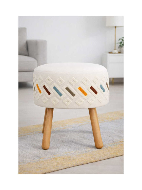 Living Room Wooden Beige Stool 40x60x58cm