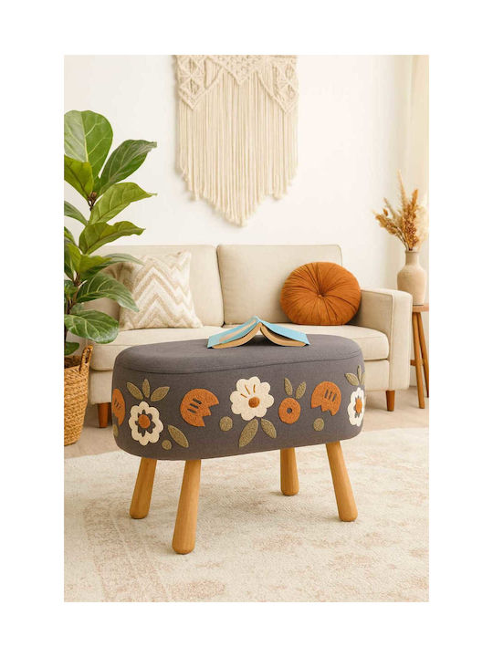 Living Room Wooden Gray Stool 40x60x58cm