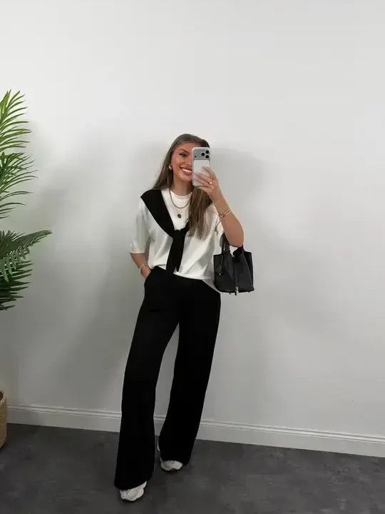 Sweatpants Set Black-White