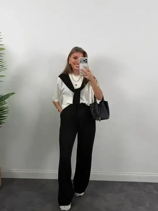 Sweatpants Set Black-White