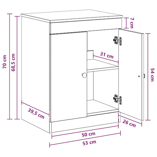 vidaXL Bancă Fără Lavoar M54xA41xÎ70cm Alb