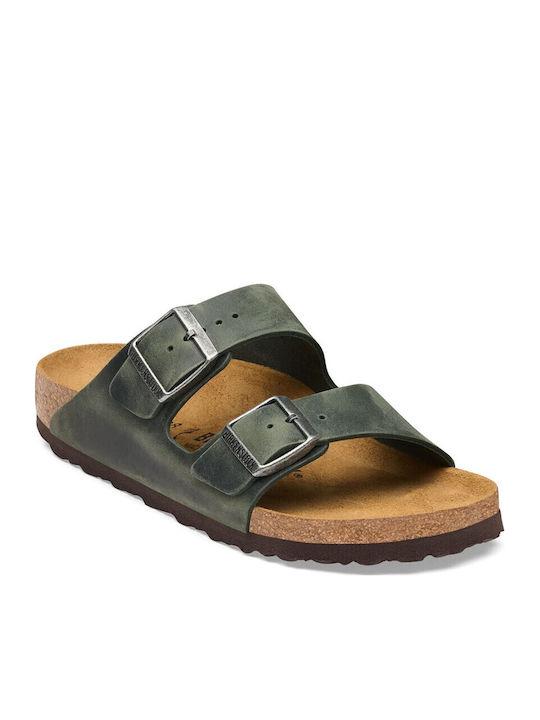 Leoi Leather Men's Sandals in Green Colour