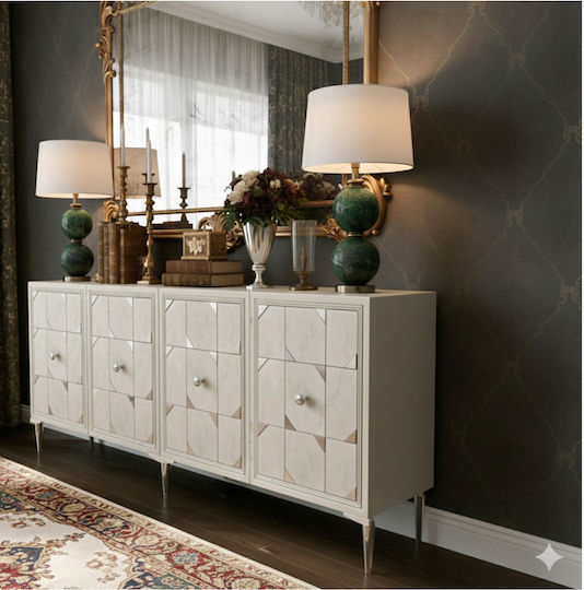 Sideboard mit Spiegel Weißer 180x32x75cm