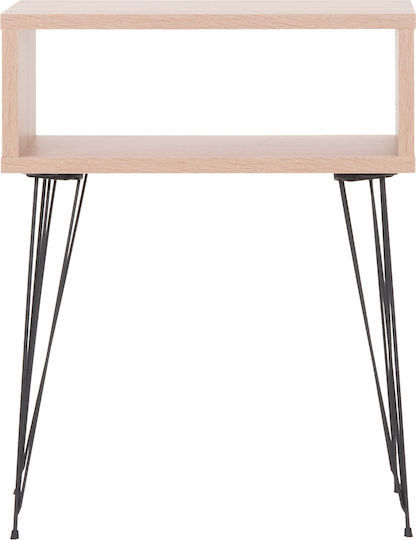 Noptieră Todd Din Lemn cu Picioare Metalice Bej 46x30x59cm