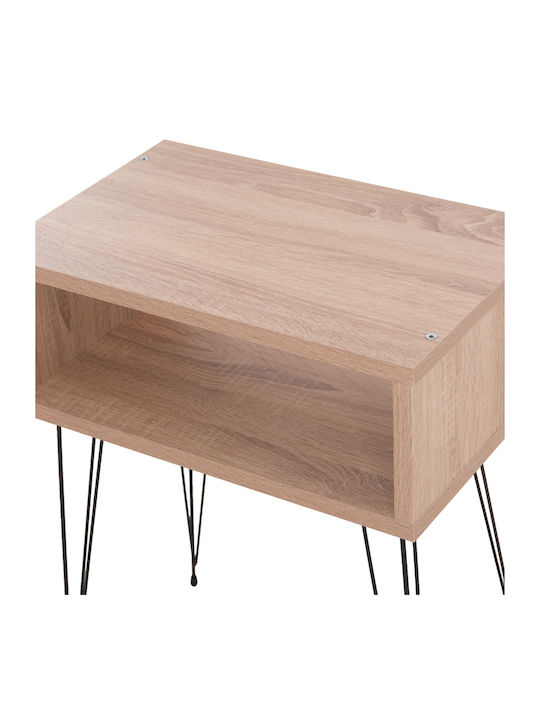 Κομοδίνο Todd Ξύλινο με Μεταλλικά Πόδια Μπεζ 46x30x59cm