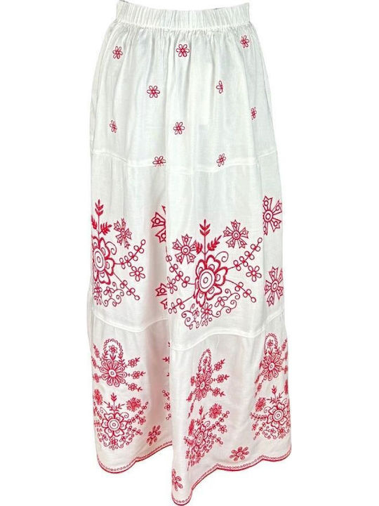 Damenröcke Floral Weiß/Burgunderrot