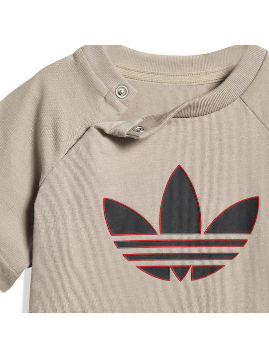 Kids Set with Shorts Summer 2 Pieces Stone Khaki Trefoil