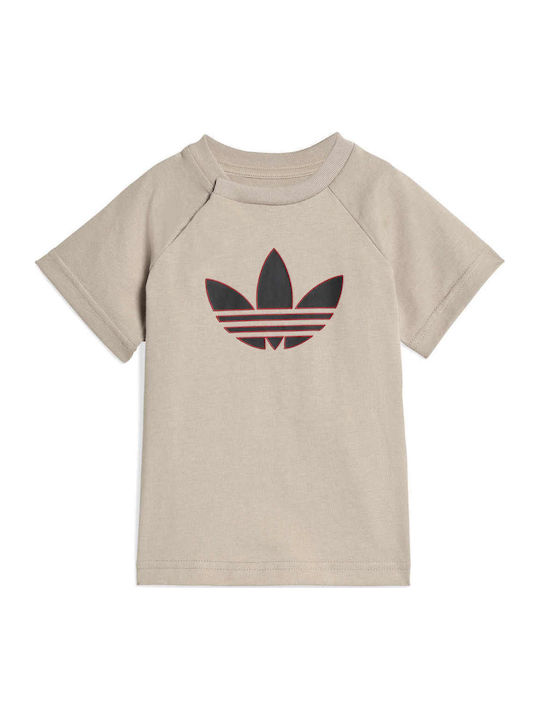 Kids Set with Shorts Summer 2 Pieces Stone Khaki Trefoil