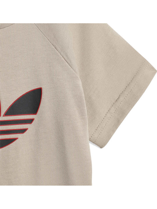 Kids Set with Shorts Summer 2 Pieces Stone Khaki Trefoil
