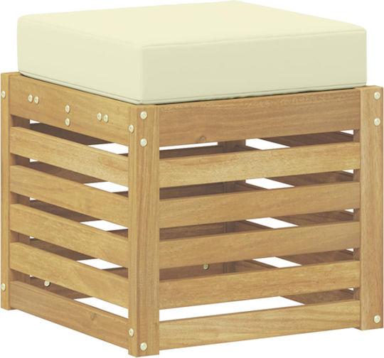Wooden Garden Stool with Cushion White 43x43x45cm