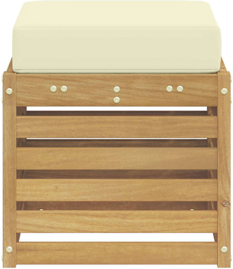 Wooden Garden Stool with Cushion White 43x43x45cm