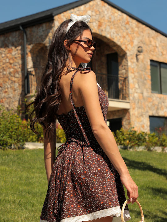 Καλοκαιρινό Mini Φόρεμα Brown