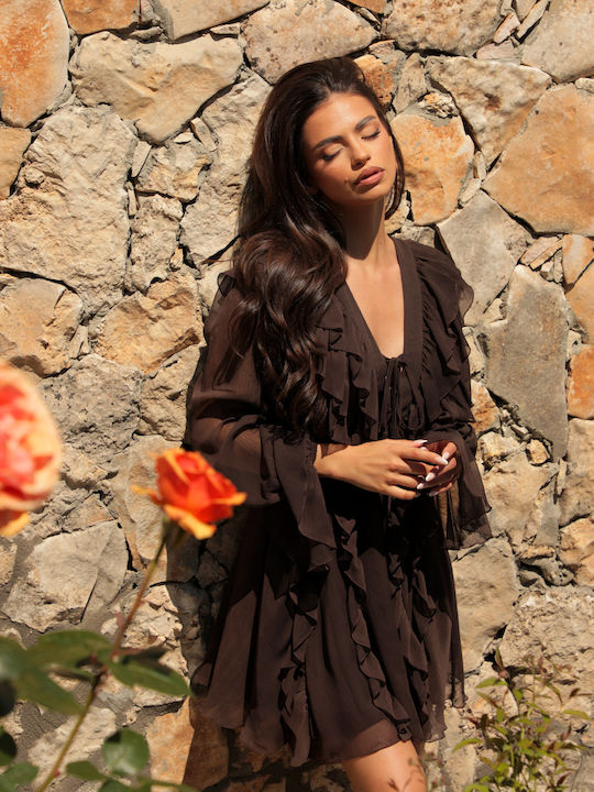 Sommer Mini Damenkleid mit Rüschen Chocolate Cake