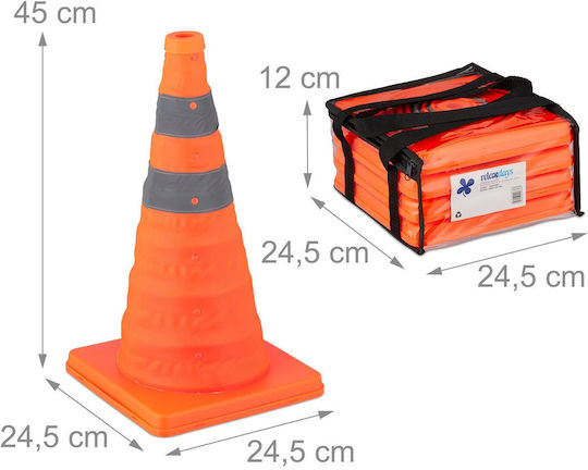 Set 4 Conuri De Antrenament Portocalii Argintii 45x24.5x24.5 Cm