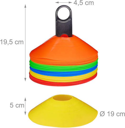 Set 50 Football Marking Cones Relaxdays Multicolor 5x19cm