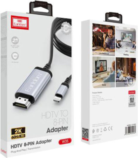 Earldom Et-w34 Cablu Hctv Usb Tip C Hdmi 2m Negru