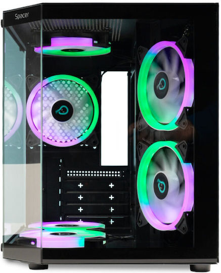 Spacer Aquarium Gaming Mini Tower Carcasă PC Cu Deschidere Laterală Neagră