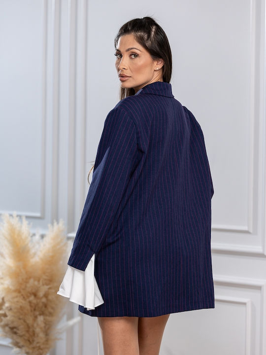 Pantaloni Dama Din Țesătură Albastru Marin