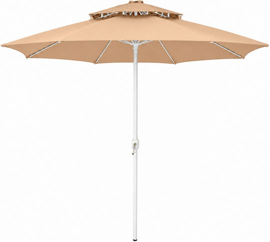 ForHome Folding Beach Umbrella Diameter 2m with UV Protection and Air Duct Beige