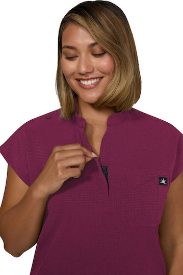 KOI USA Female Medical Blouse Burgundy