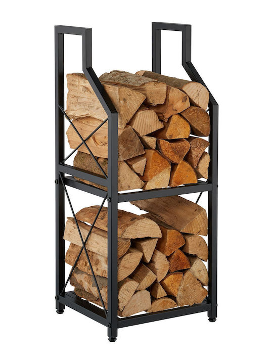 Relaxdays Металик Рафт За Съхранение На Дърва 81.5x30.5x34.5см Черен