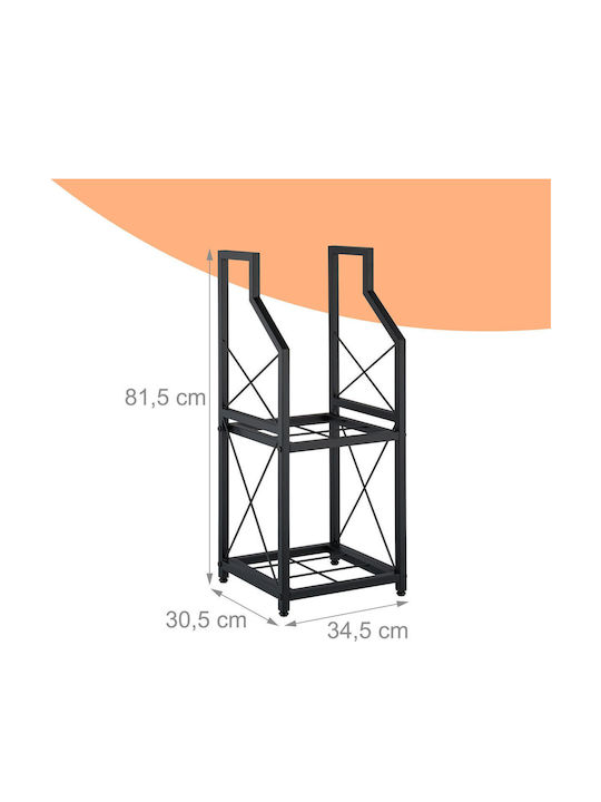 Relaxdays Raft Metalic De Depozitare Lemne 81.5x30.5x34.5cm Negru
