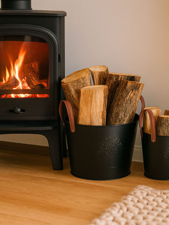 Relaxdays Metallic Firewood Storage Basket 35x45x45cm