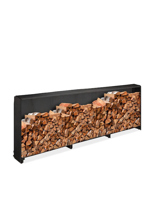 Relaxdays Металик Рафт За Съхранение На Дърва 110x29x32см Черен
