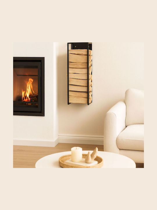 Relaxdays Raft Din Lemn Pentru Depozitarea Lemnelor 100x25x25cm Negru