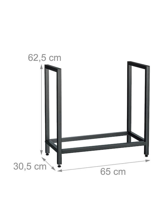 Relaxdays Coș Din Lemn Pentru Depozitare Lemne 62,5x30,5x65cm Negru