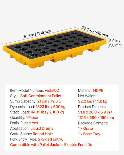 Vevor Platform Trolley for Load Weight up to 2t in Yellow Colour