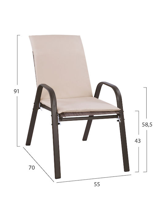 Outdoor Dining Set 5 Pieces Brown with Pillows