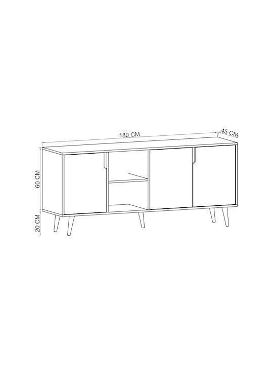 SteweHome Sideboard Holz 180x45x80cm Mehrfarbig