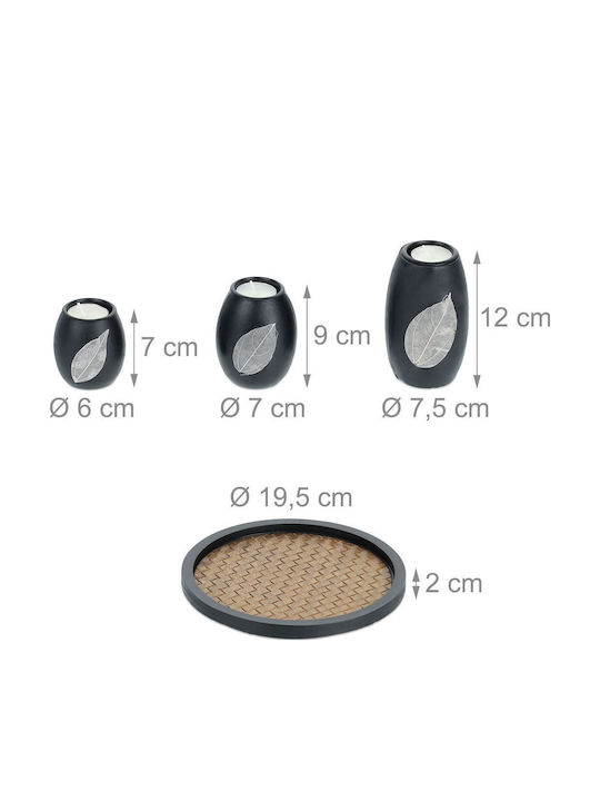 Relaxdays Suport Pentru Lumânări În Culoare Neagră 13.5x19.5cm