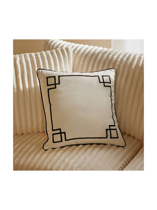 Sofa Cushion Outline 100% Cotton White/Black 40x40cm