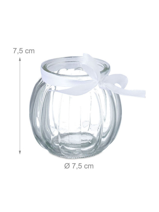 Relaxdays Set Suporturi Lumanări Din Sticlă Pentru Suporturi De Lumânări În Culoare Transparentă 7.5x7.5x7.5cm 12 Bucăți