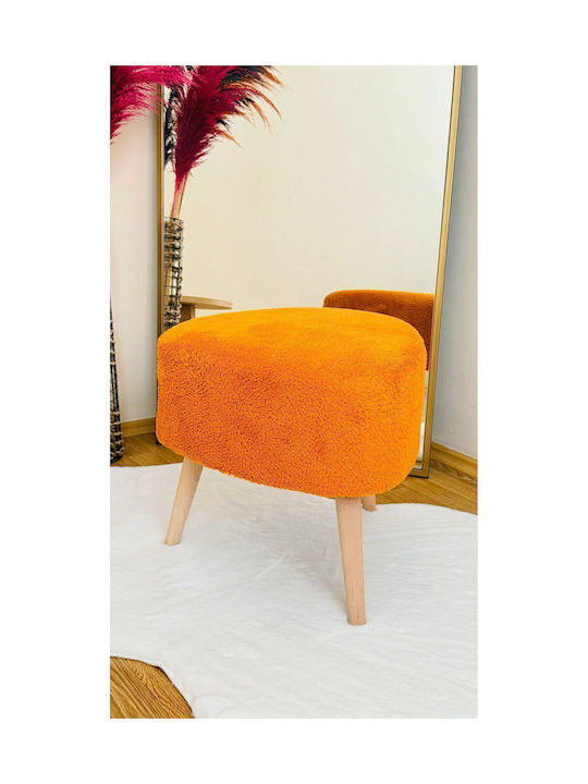 Living Room Fabric Upholstered Orange Stool 46x46x46cm