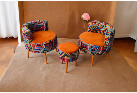 Living Room Furniture Set 2 Armchairs & Stool