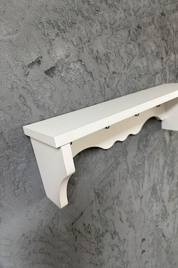 SteweHome Κρεμάστρα Τοίχου Ξύλινη Λευκή 60x14x14cm