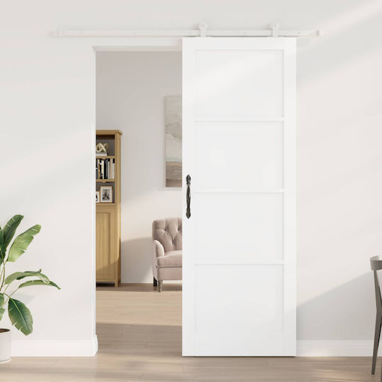 Ușă Glisantă Albă 83 X 232 Cm Lemn Masiv de Pin 3445482 Albă