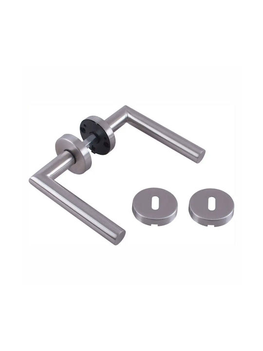Intesa Middle Door Lever With Silver Rosette