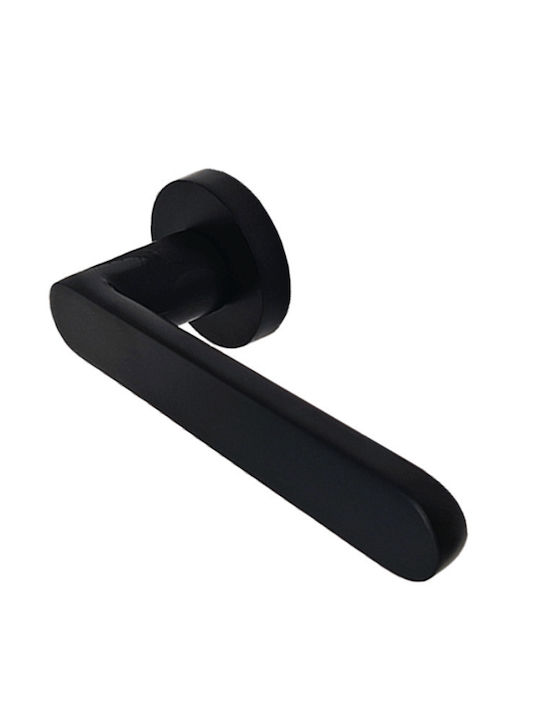 Aluminum Handle Luna Round Rosette & Cylinder Lock Φ50mm Black Matte Oramis