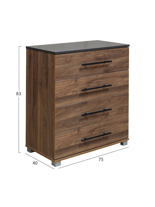 Floor-Standing Makeup Dressing Table Carys Wooden Walnut with Mirror 75x40x83cm