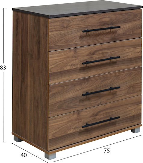 Bedroom Dressing Table Carys Wooden Walnut with Mirror 75x40x83cm