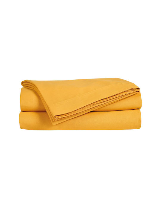 Das Home Σεντόνι Ημίδιπλο με Λάστιχο 120x200+35εκ. Ώχρα