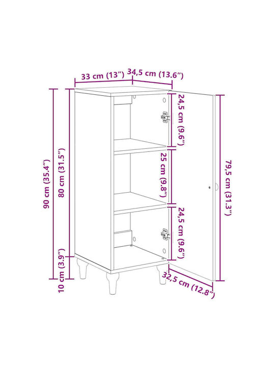 Wooden Storage Cabinet L33xW34.5xH90cm