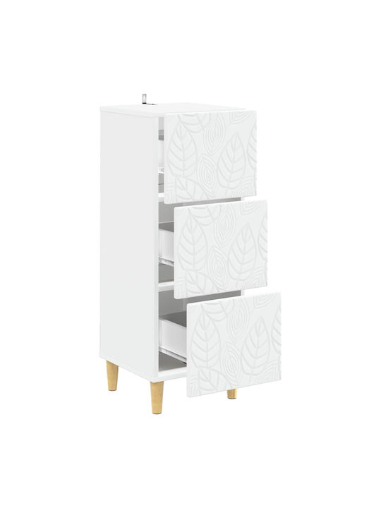 Wooden Storage Drawers with 3 Drawers L33xW34.5xH90cm