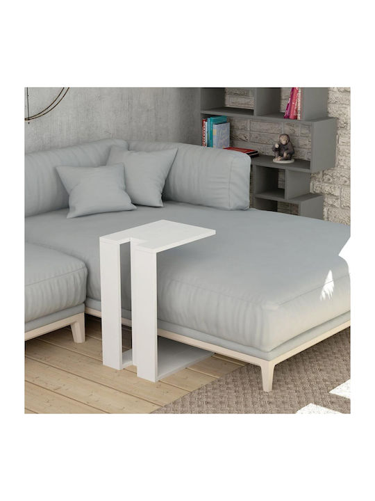 Masă Laterală Rectangulară Muju Din Lemn Alb L30xL40xÎ57cm