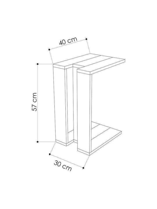 Masă Laterală Rectangulară Muju Din Lemn Alb L30xL40xÎ57cm